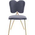 thumbnail image 2 of Maklaine 17.71" Contemporary Velvet Dining Chair in Gray and Gold (Set of 2), 2 of 5
