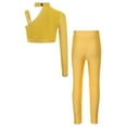 thumbnail image 2 of TSSOE Kids Girls Sparkly Rhinestone Jazz Latin Hip Hop Ballet Dance Crop Tops with Leggings Pants Set Yellow 16, 2 of 3