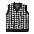 thumbnail image 2 of Oversized Sweater Vest Women Casual V-Neck Houndstooth Knit Sweaters 2026 Fall Aesthetic Checkered Work Vests Black XL, 2 of 4