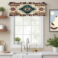 thumbnail image 2 of Abstract Ethnic Style Valance Curtain Retro Brown Red Weaving Pattern Window Valances Rod Pocket Short Curtains Window Treatments for Kitchen Bedroom Bathroom Laundry 60" x 18", 2 of 9