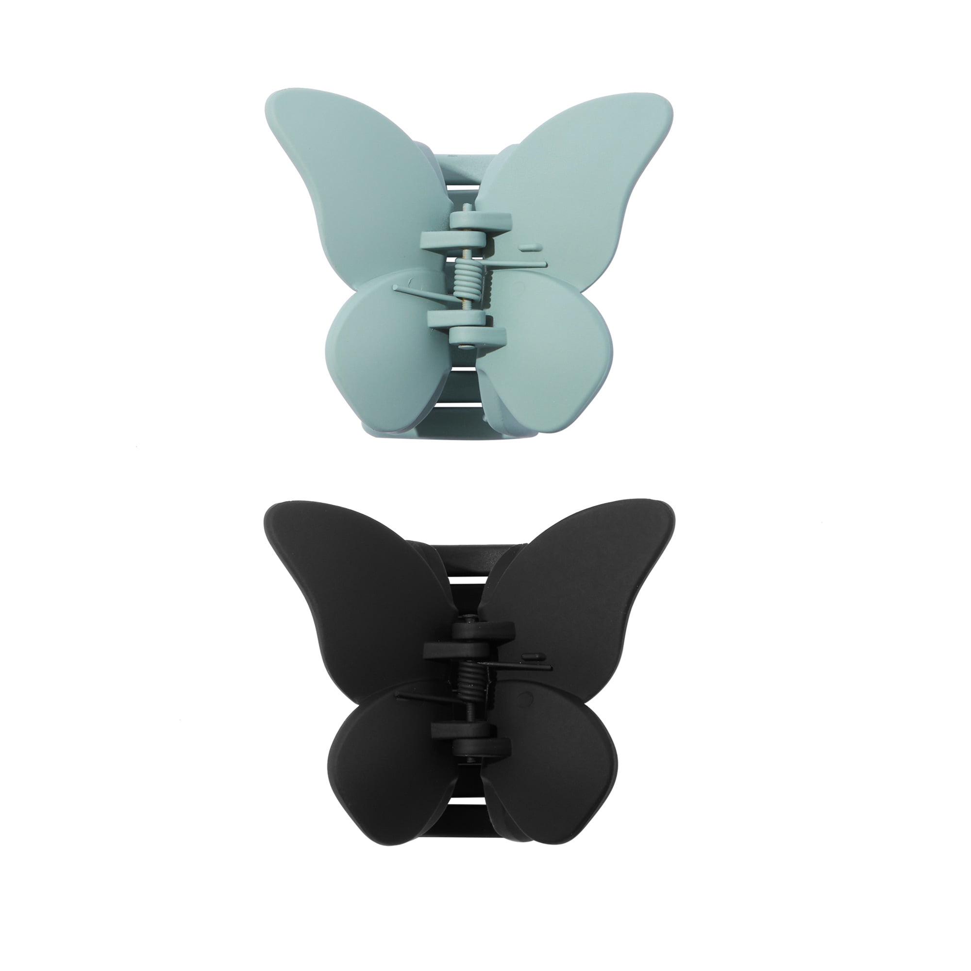 Claire's Tween Girls Classic Butterfly Medium Hair Claw Clips, Blue and Black, 2-Pack