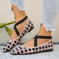 thumbnail image 3 of Xdegoge Flat Shoes for Women Closed Toe Ballet Flats Sheer Mesh Upper Retro Polka Dot Print Criss Cross Ankle Strap Dressy Attire, 3 of 4