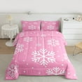 thumbnail image 3 of Manfei Girly Pink Snowflake Bedding Comforter Set, Merry Christmas Twin Comforter Sets, Teens Boys Girls Kids Reversible Bedding Set, Lightweight Room Decor, 2pcs, 3 of 9
