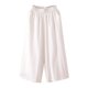 thumbnail image 4 of Pantalones anchos de lino con cintura elástica para mujer para el verano: pantalones informales de color liso, mezcla transpirable, tallas M-XXXXL., 4 of 4