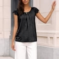 thumbnail image 6 of Tshirts Shirts for Women Lace Sleeve Hollow Short Sleeve Round Neck Loose T Shirt Women's Tops Black L, 6 of 9