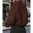 thumbnail image 4 of Womens Winter Fleece Jackets Long Sleeve Zip Up Cropped Warm Coats Fall Fashion Workout Outerwear Clothes Brown M, 4 of 8