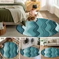 thumbnail image 6 of 7ft Round Rug, Abstract Turquoise Moire Non-Skid Rubber Backing Large Area Rugs - Living Room Bedroom Home Office, Gradient Coastal Ocean Geometric Indoor Floor Mat Carpets Washable Rug, 6 of 9