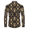 thumbnail image 3 of Camisas de manga corta con botones y estampado 3D de lujo de alta gama con patrón dorado para hombres, blusas de estilo callejero de moda, atuendos de hip hop, 3 of 5