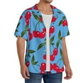 thumbnail image 4 of KLL Cherry Print Men's Shirt Short Sleeve Button Down Summer Cuba Beach Shirts- XX-Large, 4 of 7