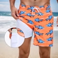 thumbnail image 2 of Tisuna Mens Swim Shorts Shark Print Drawstring Elastic Waist Straight Leg Swim Trunks Soft Comfort Fit Men Summer Pool Surfing Shorts Orange Size L, 2 of 7