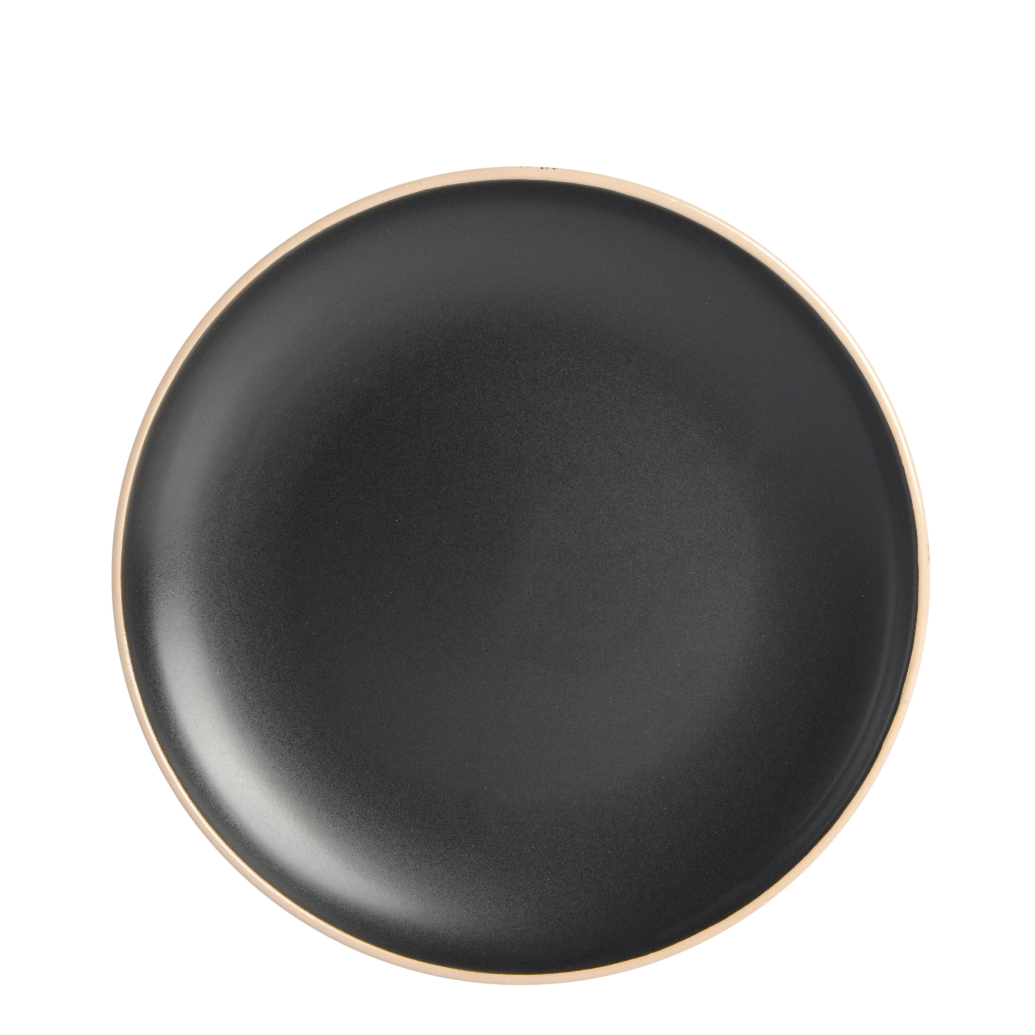 Gibson Home Munich Gold 16-Piece Dinnerware Set - Matte Black w/ Gold Rim