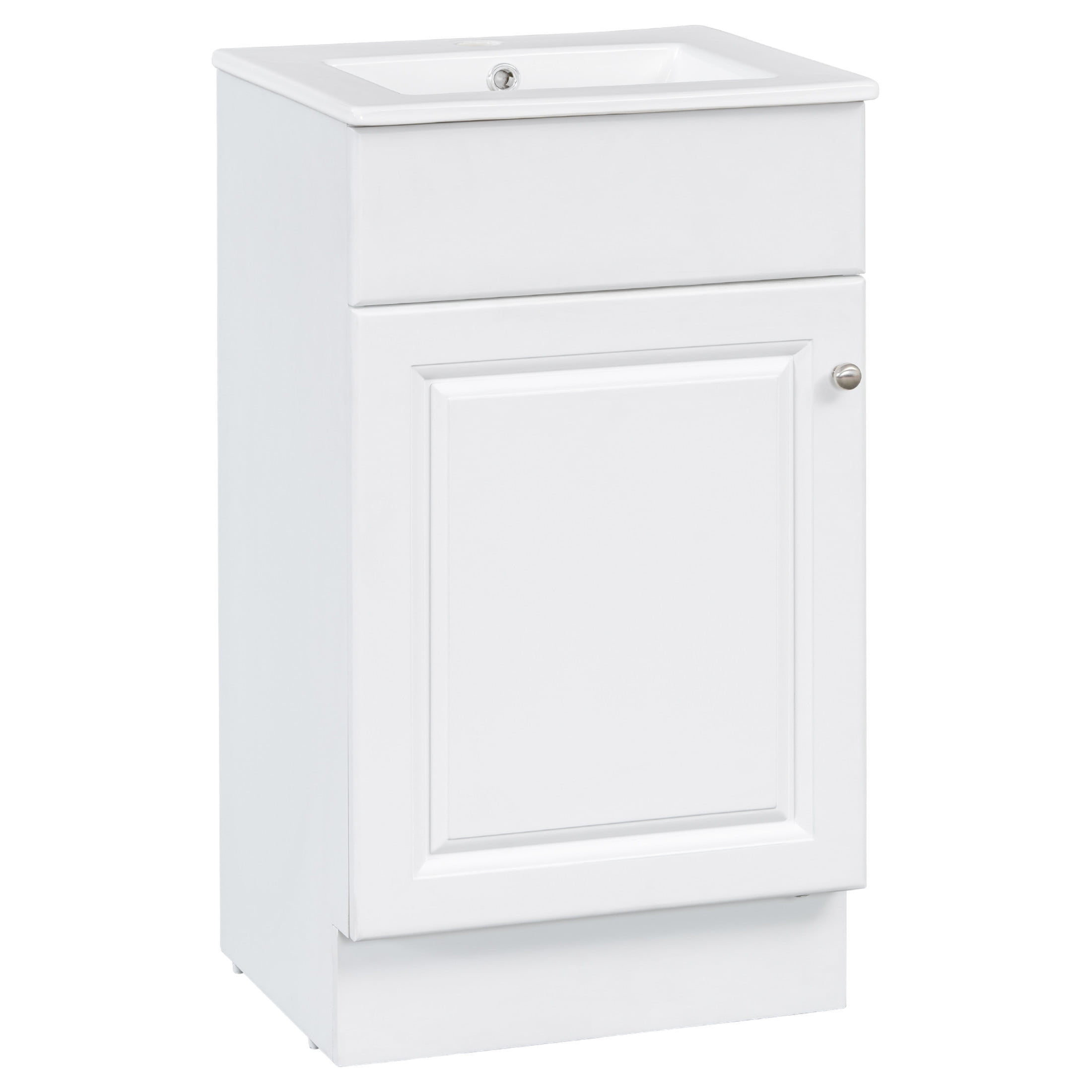 Vale Modern 18" Bathroom Vanity Cabinet with Ceramic Sink, Soft-Close Door, and Adjustable Storage, White