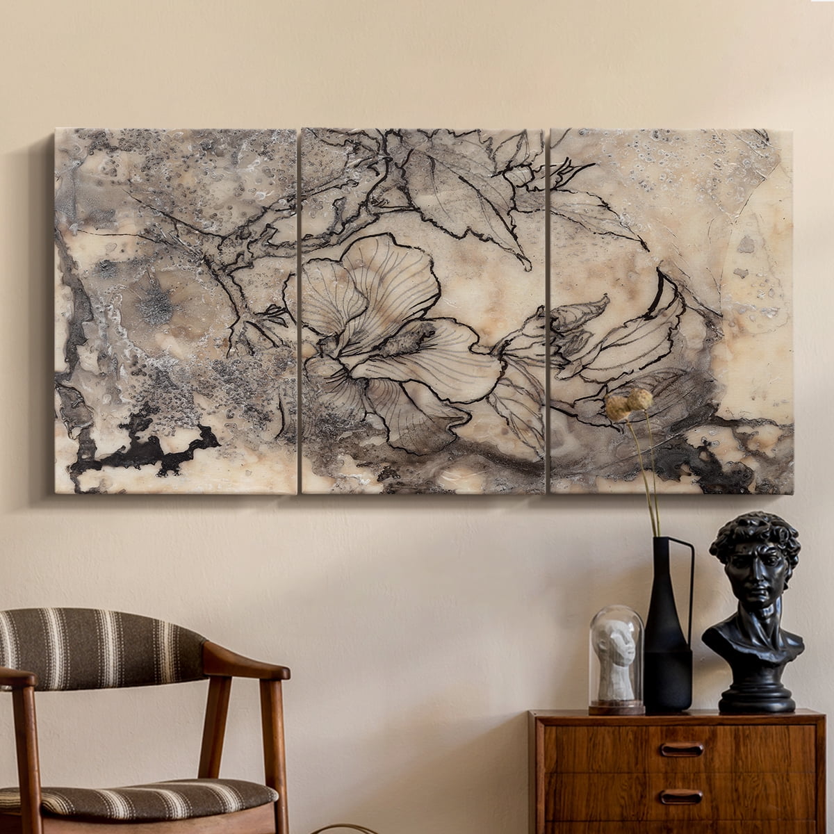 Wexford Home Tattooed Floral I - 24" x 48" Multi-Piece Canvas Art, Ready to Hang