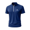 thumbnail image 2 of Quarter Zip Shirts Men Short Sleeve Moisture Wicking UPF 50+ Sun Protection Casual Athletic Tops Workout Tees (3XL, Dark Blue), 2 of 5