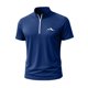 thumbnail image 2 of Blusa y camisa de manga corta con cuello alto para hombre, de verano, de color liso, ajustada, deportiva, con cremallera, de manga corta, con cuello alto., 2 of 5