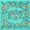 thumbnail image 1 of Ahgly Company Machine Washable Indoor Square Medallion Turquoise Blue French Area Rugs, 7' Square, 1 of 4