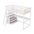 thumbnail image 2 of MAYEERTY Twin Size Loft Bed - Desk, Shelves & 2 Built-in Drawers, White, 2 of 16