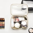 thumbnail image 2 of Estuche de maquillaje Rownyeon, bolsa de aseo transparente, organizador de viaje, color blanco, 2 of 7