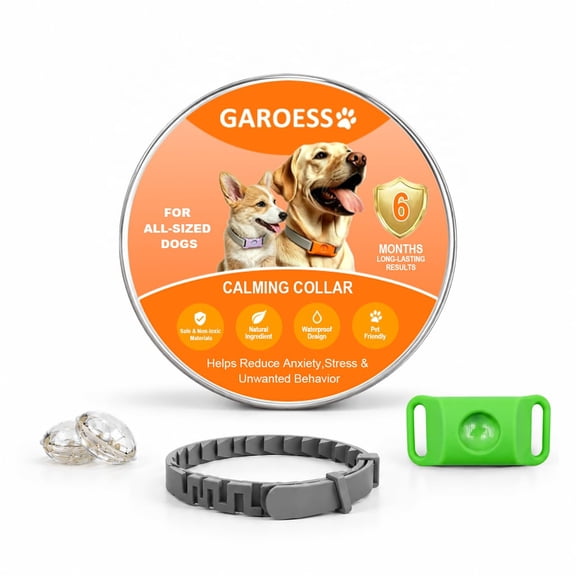 Dog Calming Collar, Pheromone Collar for Dogs(Upgraded Herbal Bead), for Dog Anxiety Relief, Stress Separation, Reduces Barking, Long‑Lasting, Adjustable, Waterproof-Green (3Refills 1Tags 1Collar)