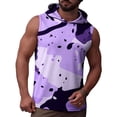 thumbnail image 6 of YLSDY Men's All-Over Print Sleeveless Hoodie Top, Casual Drawstring Pullover Tank for Street Style Purple S, 6 of 9