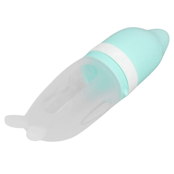 Silicone Squeeze Spoon Feeder, Integrated Design Dustproof Lid Cute Shape Silicone Baby Squeeze Bottle Removable Spoon Safe For Rice Cereals