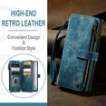 thumbnail image 5 of Wallet Case Compatible with Samsung Galaxy Note 10 Plus, Multifunctional Magnetic Closure Folio Case, [RFID Blocking] Durable PU Leather Flip Lanyard Strap Wristlet Zipper Card Holder Case, Blue, 5 of 10