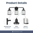 thumbnail image 3 of Prominence Home 2 Pack Lincoln Woods 3 Light Industrial Bathroom Vanity Light, Black, 3 of 10