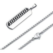 Geomtric Mens Necklaces, Vertical Bar With Cuban Chain Text