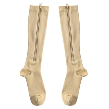 Minghe Open Toe Compression Socks With Zipper - 15-20 MmHg Leg Support Stockings (3 Pairs)