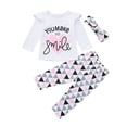 thumbnail image 1 of Baby Going Home Outfit Girl New Born Baby Items Tops Outfits Print Set Toddler Letter Baby Geometric Pants Girls Hairband Outfits Set, 1 of 5