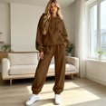 thumbnail image 7 of WULMLEO 2 Piece Sets Women Matching Hooded Hoodies and Wide Leg Sweatpants Relaxed Two Piece Set Casual Stretch Travel Tracksuit Set Coffee M, 7 of 7
