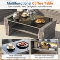 thumbnail image 5 of Highsound 4 Piece Patio Furniture Sets, Wicker Outdoor Conversation Set with 2 Ottomans & Coffee Table, Beige, 5 of 8