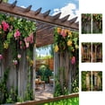 thumbnail image 6 of 180cm x 180cm Outdoor Waterproof Curtains for Patio Balcony, Vintage Floral Design with Retro Green Plants and Flowers, Durable Polyester Fabric Set of 2 Panels Sun Protection Privacy Shelter, 6 of 6