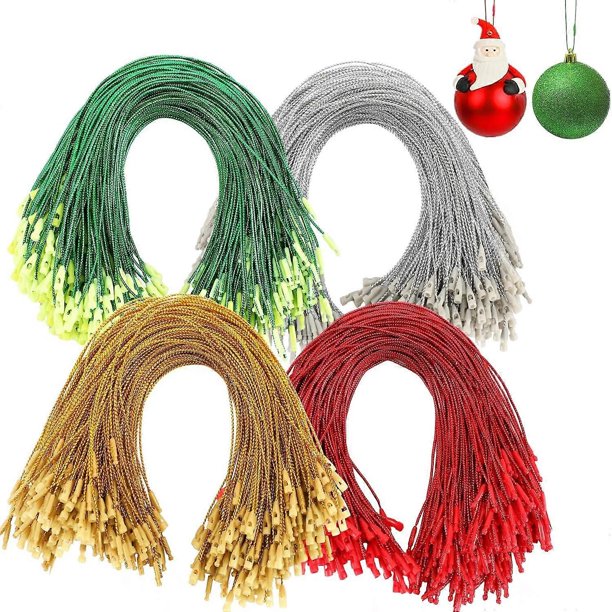 600 ganchos para adornos navideños, colgadores de adornos con cordón a presión para decoraciones colgantes de árbol de Navidad, fiestas navideñas, cuerdas fáciles y fáciles de usar