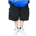 thumbnail image 3 of Jinhomg Baggy Cargo Shorts for Kids Casual Loose Wide Leg Cotton Shirts Lightweight Comfy Elastic Waist Short Pants with Pockets 2025 Y2K Streetwear Black 6 Years, 3 of 4