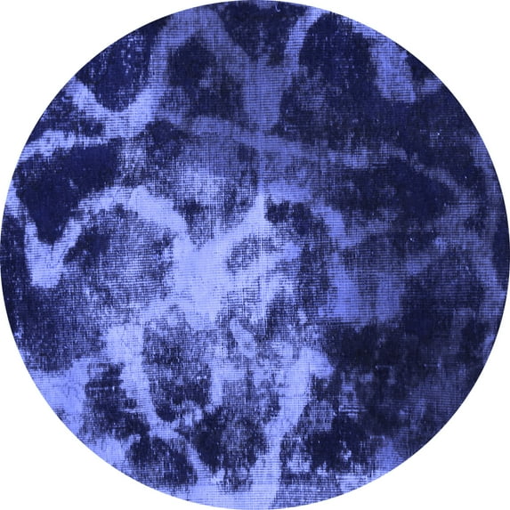 Ahgly Company Indoor Round Abstract Blue Modern Area Rugs, 5' Round