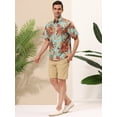 thumbnail image 4 of Lars Amadeus Camisa floral de verano para hombre, manga corta, camisas hawaianas de playa Verde marrón XXL Unique Bargains Camisas, 4 of 6
