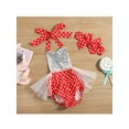 thumbnail image 2 of Qiylii 2 Pcs Baby Girl Heart Romper, Low Cut Sequin Tops Shorts Headband, 2 of 8