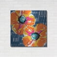 thumbnail image 3 of Luxe Metal Art 'Orange Poppies on Blue' by Linda Woods, Metal Wall Art, 36"x36", 3 of 9