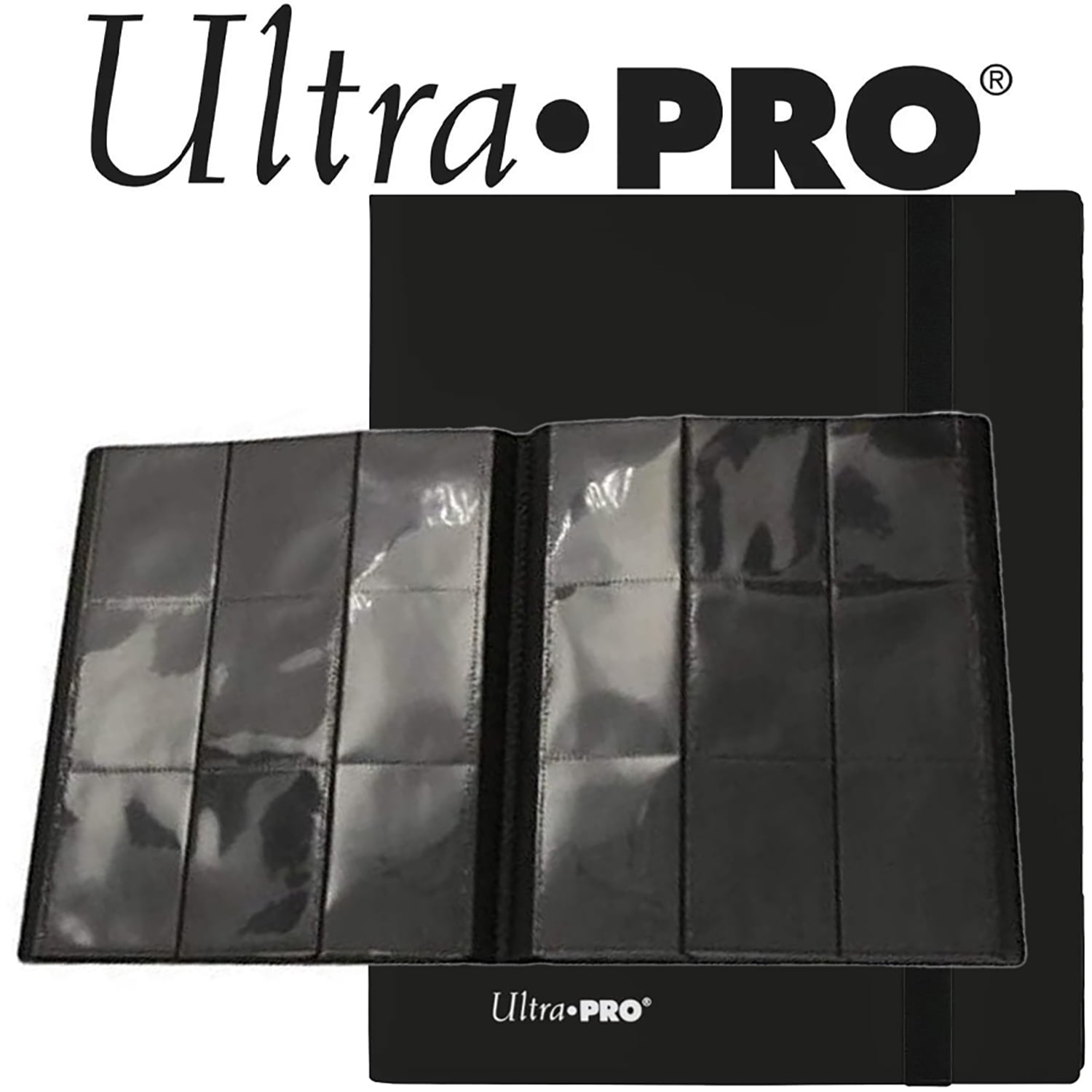 Ultra Pro: Eclipse 9-Pocket PRO-Binder - Jet Black - Holds 360 Cards, Archival-Safe, Elastic Strap Close, Sideloading Design, Hobby & Game Accessory