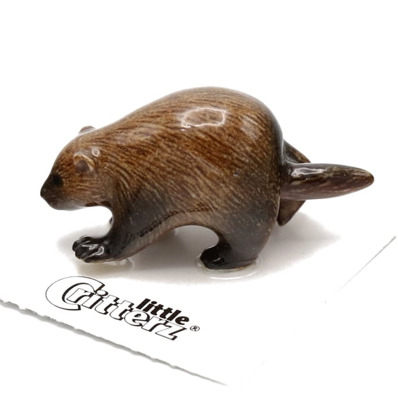 Little Critterz Brown Porcupine "Quill" Animal - Handcrafted Home Decor Animal Decorative Figurine - Miniature Porcelain Figurine