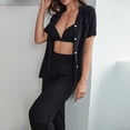 thumbnail image 6 of Pajamas Women's Long Sleeve Pj Set Soft 2 Piece Loungewear Sleepwear with Jogger Pants XS-3XL,Black,S, 6 of 9