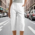 thumbnail image 2 of BRGZLK Womens Cargo Pants Pull On Capri Solid Color Fully Elastic Wide Leg Casual with Pockets High Waisted Joggers Going Out Sweatpants, 2 of 7