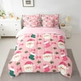 thumbnail image 3 of Manfei Pink Santa Claus 7-Piece Twin Bedding Sets, Dreamy Christmas Bowknot Bedding Comforter Set, Teens Kids Boys Girls Reversible Sheet Sets, Luxury Bedroom Decor, 3 of 8