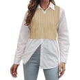 thumbnail image 2 of Sleeveless Women V-neck Knit Crop Sweater Vest Casual Argyle Knit Vest, 2 of 4