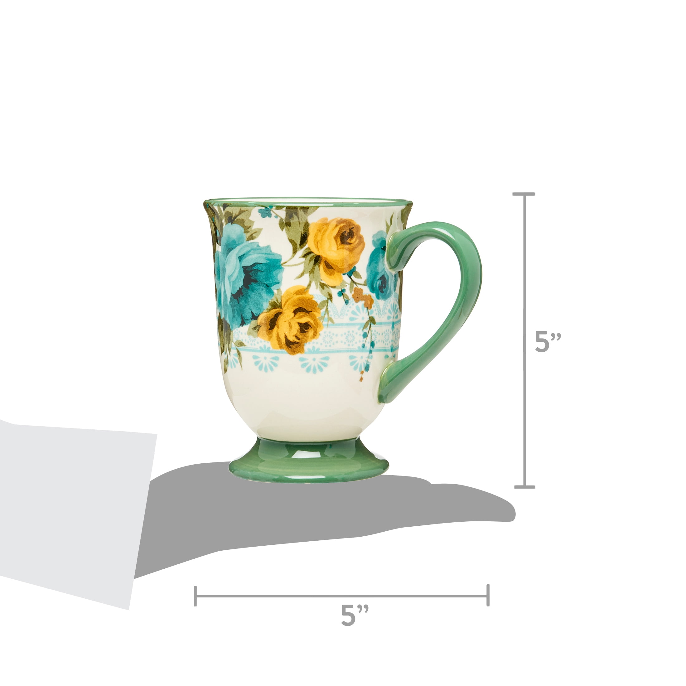 The Pioneer Woman Rose Shadow 4-Piece 18-Ounce Latte Mug Set