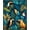 Blue, Pattern 1, variant on ODIKA Whimsical Rig Print Jungle Wildlife Foliage Border Dinosaur Moth Easy Care Kids Safe for Small Living Room, Playroom, Bedroom