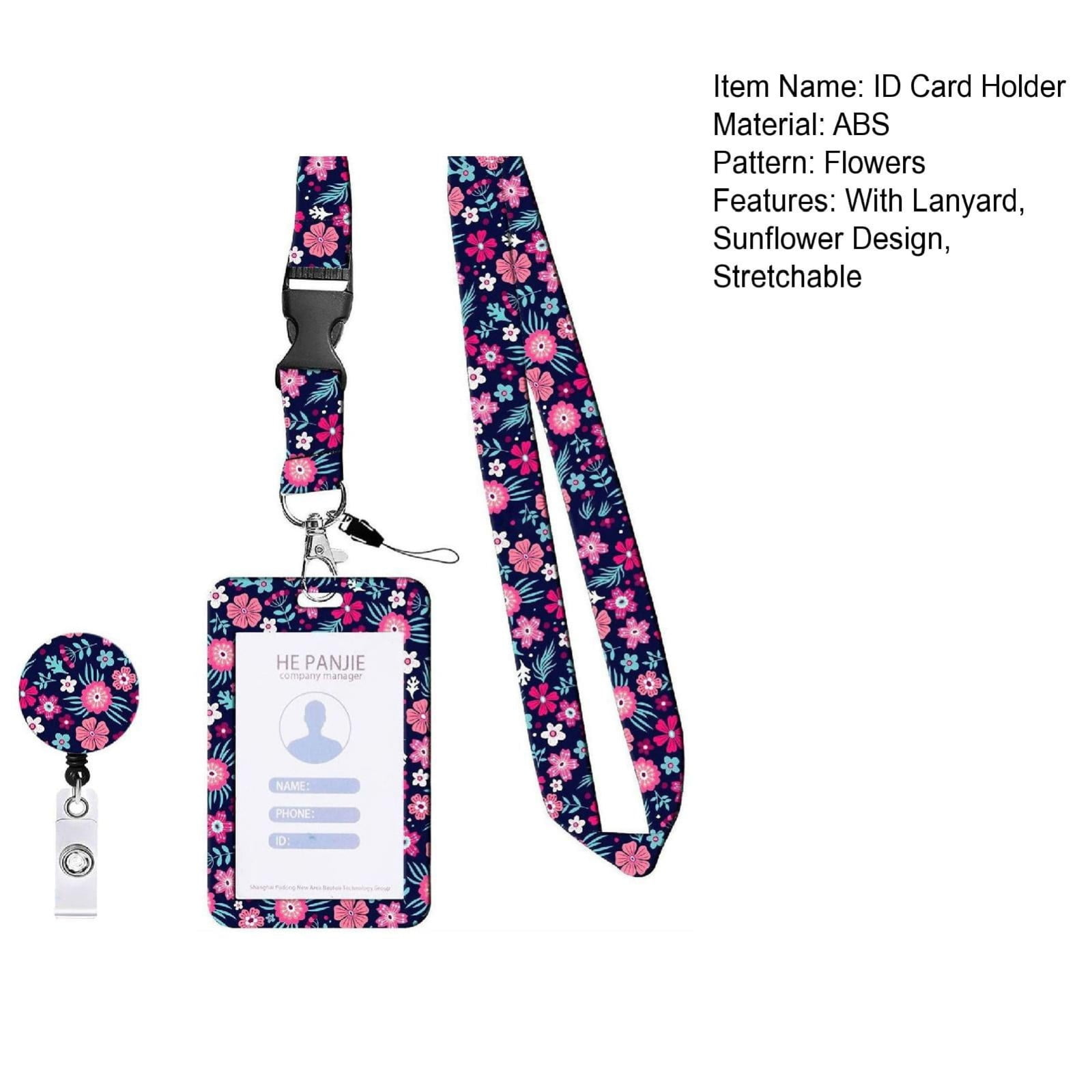 Qyaukm 3PC Sliding Badge Holder Vertical Plastic Card Cover with Retractable Badge Reel Carabiner and Detachable Lanyard Strap Hard Card Protector for Id Credit Proximity Key Card Driver's License