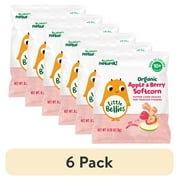 (6 pack) Little Bellies Organic Apple & Berry Softcorn Snack, Baby & Toddler Puff Snack, Age 10+ Months, 0.28 oz Bag