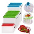 thumbnail image 1 of Bolsas de malla reutilizables, bolsas de malla ligeras transparentes lavables para frutas, verduras, comestibles BANYUO  Hogar, 1 of 5